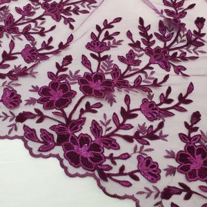 Tulle Flori Catifea Mov - imagine 3