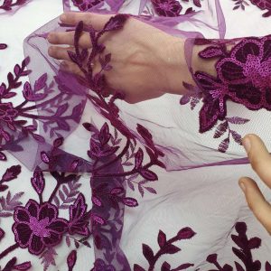 Tulle Flori Catifea Mov - imagine 4