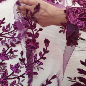 Tulle Flori Catifea Mov - imagine 5