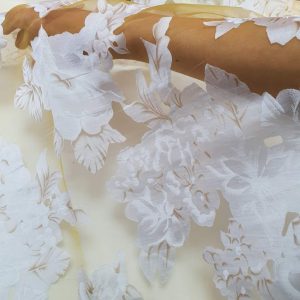 Organza Imprimata Galben / Alb - imagine 4