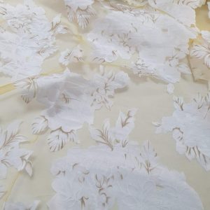 Organza Imprimata Galben / Alb - imagine 2