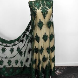 Dantela Brodata Pe Tull Cori 3D Verde - imagine 3