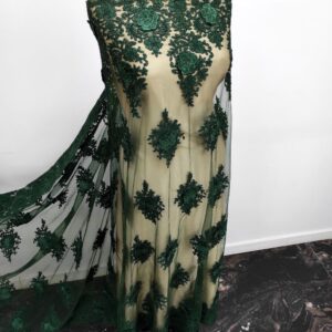 Dantela Brodata Pe Tull Cori 3D Verde - imagine 5