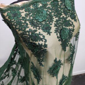 Dantela Brodata Pe Tull Cori 3D Verde - imagine 2