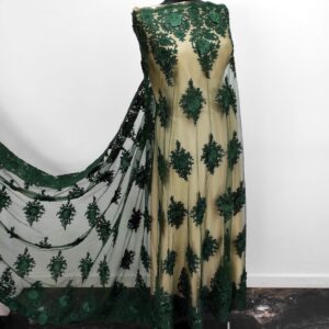 Dantela Brodata Pe Tull Cori 3D Verde - imagine 6