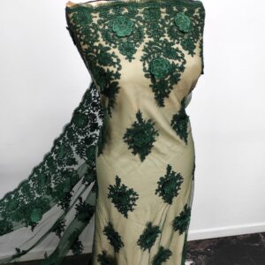 Dantela Brodata Pe Tull Cori 3D Verde - imagine 4