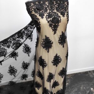 Dantela Brodata Pe Tull Cori 3D Negru - imagine 2