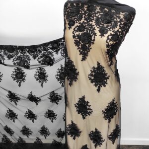 Dantela Brodata Pe Tull Cori 3D Negru - imagine 6