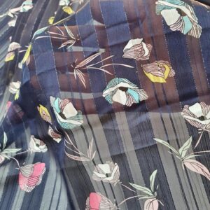 Voal Uragri Jaquard Imprimat Metalic Navy - imagine 3