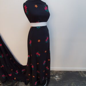 Vascoza Charlie Negru Brodat Floricele - imagine 1