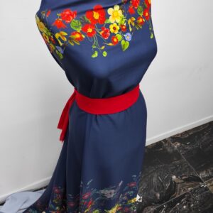 Barbie / Viena Imprimat Cu Bordura Floral Navy - imagine 2