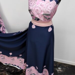 Barbie / Viena Imprimat Cu Bordura Floral Navy / Roz - imagine 4