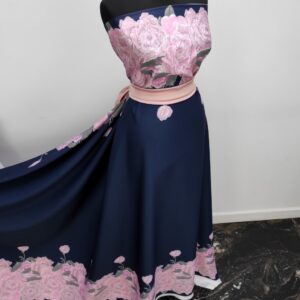 Barbie / Viena Imprimat Cu Bordura Floral Navy / Roz - imagine 5