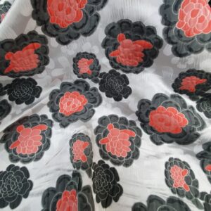 Jaquard Flower Rosu / Gri - imagine 3