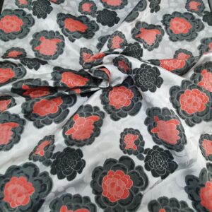 Jaquard Flower Rosu / Gri - imagine 1