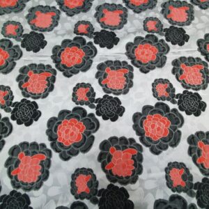 Jaquard Flower Rosu / Gri - imagine 5