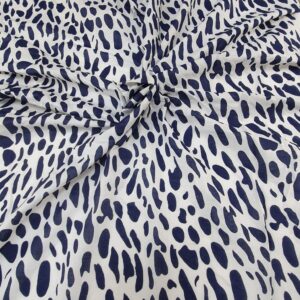 Bumbac Imprimat Leopard Alb/ Navy - imagine 1