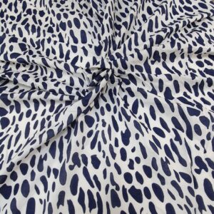 Bumbac Imprimat Leopard Alb/ Navy - imagine 3