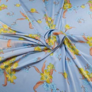 Satin Imprimat Blue Floral - imagine 1