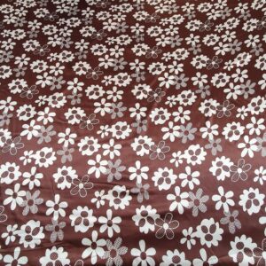 Satin Elastic Imprimat Floral Maro / Alb - imagine 3