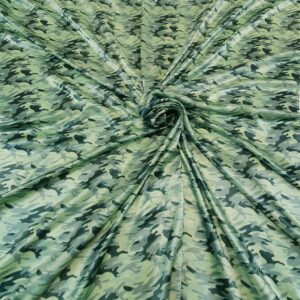 Satin Ne-Elastic Imprimat Verde Army - imagine 4
