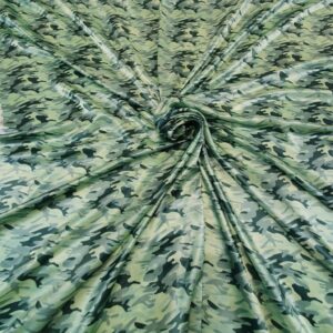 Satin Ne-Elastic Imprimat Verde Army - imagine 1