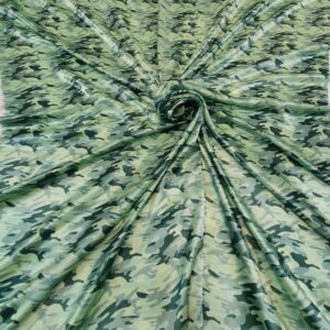 Satin Ne-Elastic Imprimat Verde Army - imagine 6