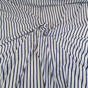 Bumbac Imprimat Dungi Alb / Navy - imagine 1