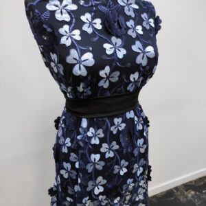 Tulle Brodat Flori 3D Navy / Blue - imagine 8