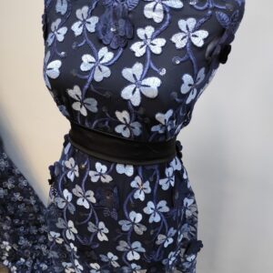 Tulle Brodat Flori 3D Navy / Blue - imagine 10