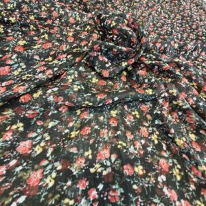 Chiffon Imprimat Negru Cu Floricele - imagine 4