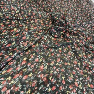 Chiffon Imprimat Negru Cu Floricele - imagine 2
