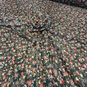 Chiffon Imprimat Negru Cu Floricele - imagine 1