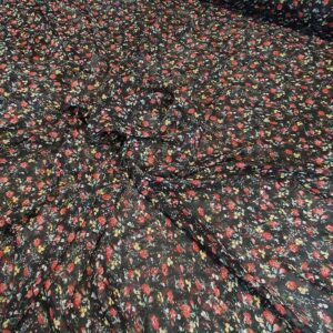 Chiffon Imprimat Negru Cu Floricele - imagine 5