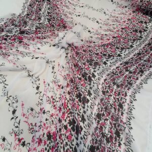 Chiffon Imprimat Alb / Ciclam - imagine 4