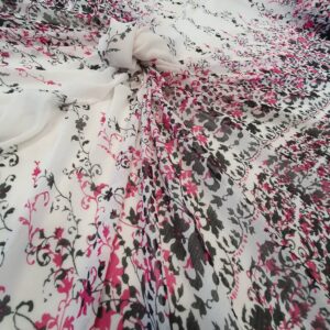 Chiffon Imprimat Alb / Ciclam - imagine 5
