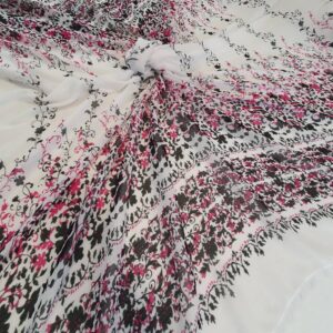 Chiffon Imprimat Alb / Ciclam - imagine 6