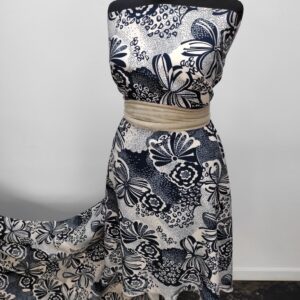 Barbie / Viena Imprimat Navy-Roz Pudra Frunze - imagine 1