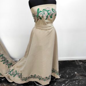 Stofa Velur Cu Bordura Brodat Bej / Verde - imagine 7