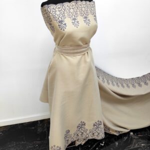 Stofa Velur Cu Bordura Brodat Bej / Bleumarin - imagine 4