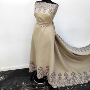 Stofa Velur Cu Bordura Brodat Bej / Bleumarin - imagine 6