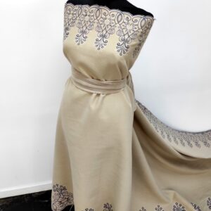 Stofa Velur Cu Bordura Brodat Bej / Bleumarin - imagine 2