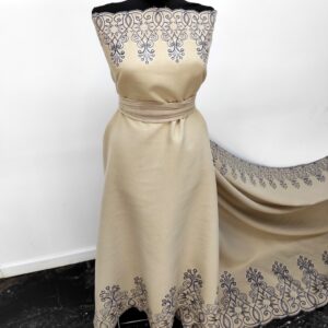 Stofa Velur Cu Bordura Brodat Bej / Bleumarin - imagine 7