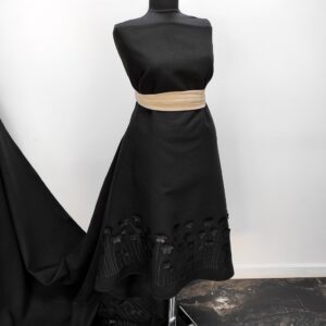 Stofa Velur Negru Cu Flori Aplicate Piele - imagine 2