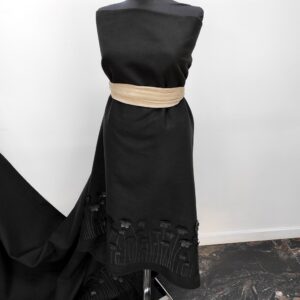 Stofa Velur Negru Cu Flori Aplicate Piele - imagine 4