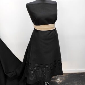 Stofa Velur Negru Cu Flori Aplicate Piele - imagine 5