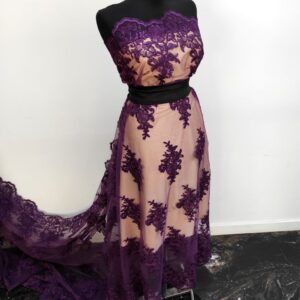 Dantela Brodata Pe Tull Galia Lace Mov - imagine 3