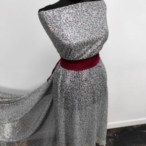 Tulle Imprimat Cu Paiete Bleu Ciclam - imagine 2