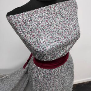 Tulle Imprimat Cu Paiete Bleu Ciclam - imagine 4