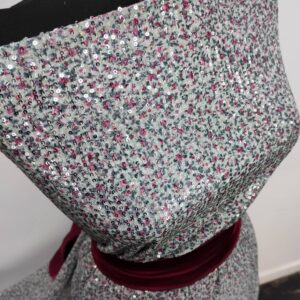 Tulle Imprimat Cu Paiete Bleu Ciclam - imagine 3